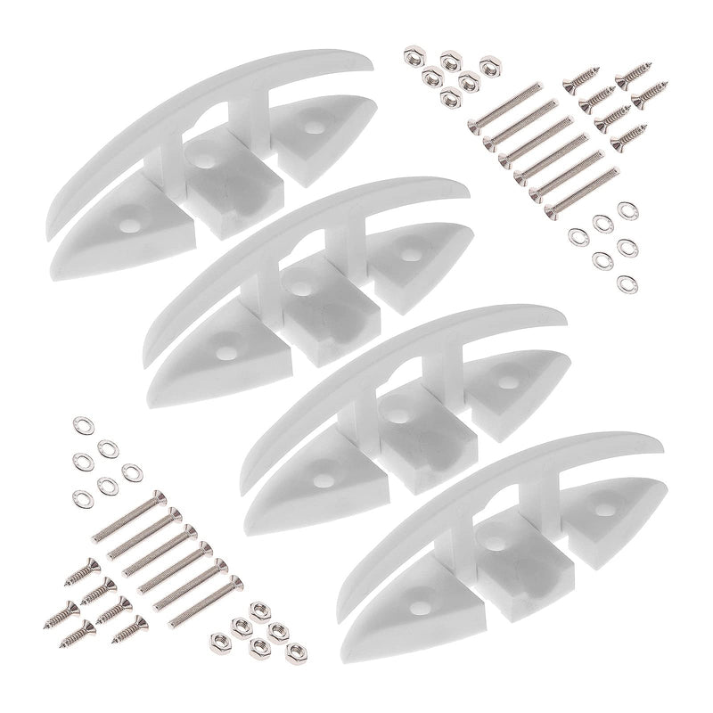 Yetaha Boat Folding Cleat, 4 Pack Flip Up Dock Mooring Cleat Marine Deck Rope Cleat Accessories with Mounting Screws for Boat Kayak, 5.12inch White