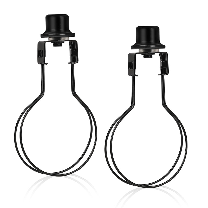 [Australia - AusPower] - 2 Pack Round Lamp Shade Light Bulb Clip Adapter, ALUCSET Lampshade Holder Clip on with Lamp Shade Attaching Finial Top Bracket Holder Support Fitter Parts Converter (Set of 2, Black) 