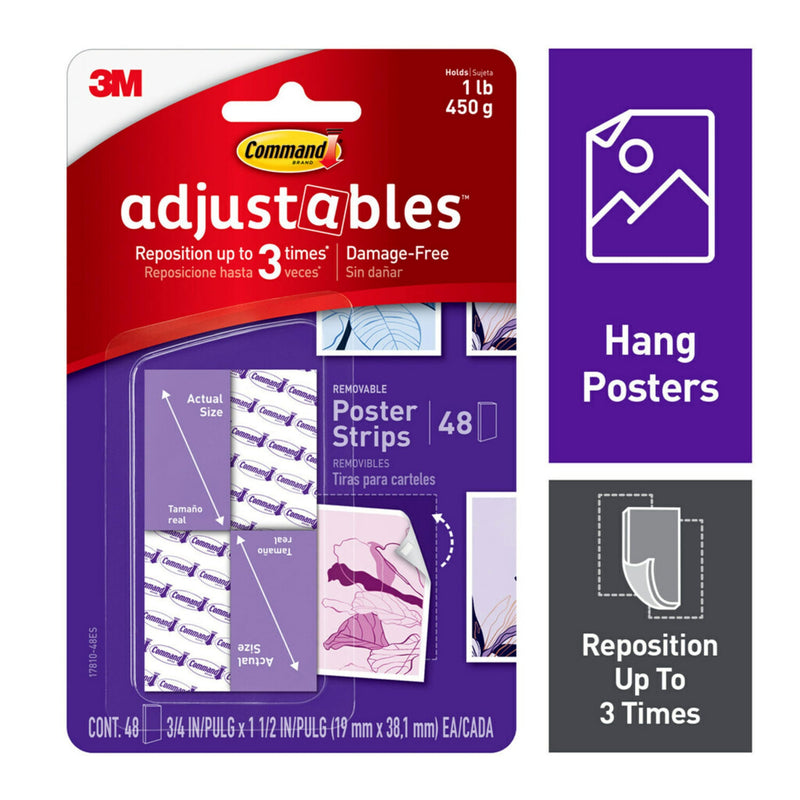 [Australia - AusPower] - Command Adjustables Poster Strips, Value Pack, Repositionable Poster Strips, 48 Strips 