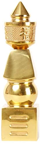 Feng Shui 5 Element Pagoda with Fuk LUK Sau Home Decor (6 inches Gold) 6 Inches Gold