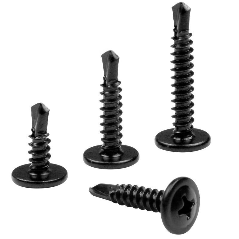 [Australia - AusPower] - 410 Stainless Steel #8 Self Drilling TEK Screw Assortment Kit, Hex Washer Head & Modified Truss Head, Self Tapping Sheet Metal Screws, Length 1/2" 3/4" 1" 150 PCS - Black Oxide #8 Assortment Set 