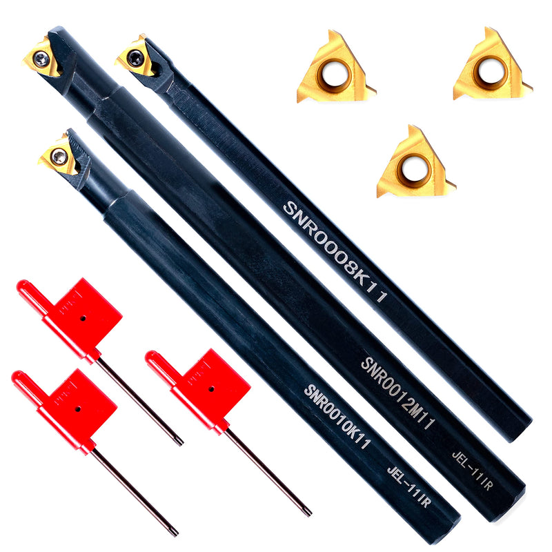 [Australia - AusPower] - Lathe Threading Tool Turning Holder - Boring Bars SNR0008K11 / SNR0010K11 / SNR0012M11 with 3 Indexable Carbide Inserts 11IR A60 for Lathe Turning Tool Cutting Tool… SNR0008/0010/0012 boring bars+3pcs inserts 