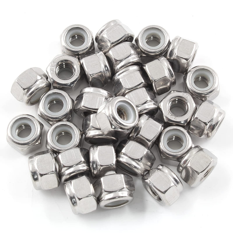 [Australia - AusPower] - 50PCS 1/4 20 Nylon Insert Hex Lock Nuts 304 Stainless Steel 18-8,Bright Finish 1/4-20?50pcs? 