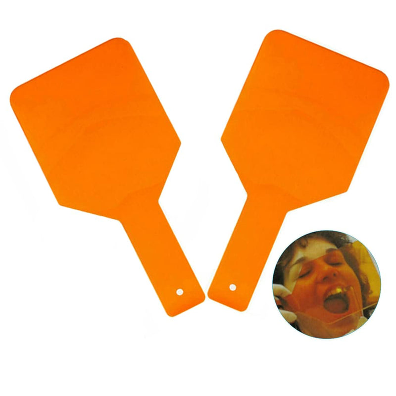 [Australia - AusPower] - Dental Curing Light Shield Hand Held LED/UV Light Protection Eye/Face Protector Plate Board Orange (2PCS) 2PCS 