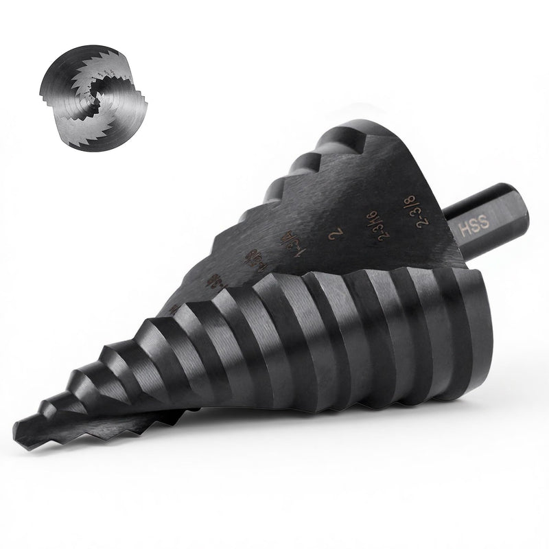 Lichamp Jumbo 2-3/8" Unibit Step Drill Bit for Metal, Extra Large Drill Stepper Bit for Hard Metal Heavy Duty, 12 Sizes from 1/4" to 2-3/8", Spiral Grooved, C5BK 12 Sizes,1/4" to 2-3/8"