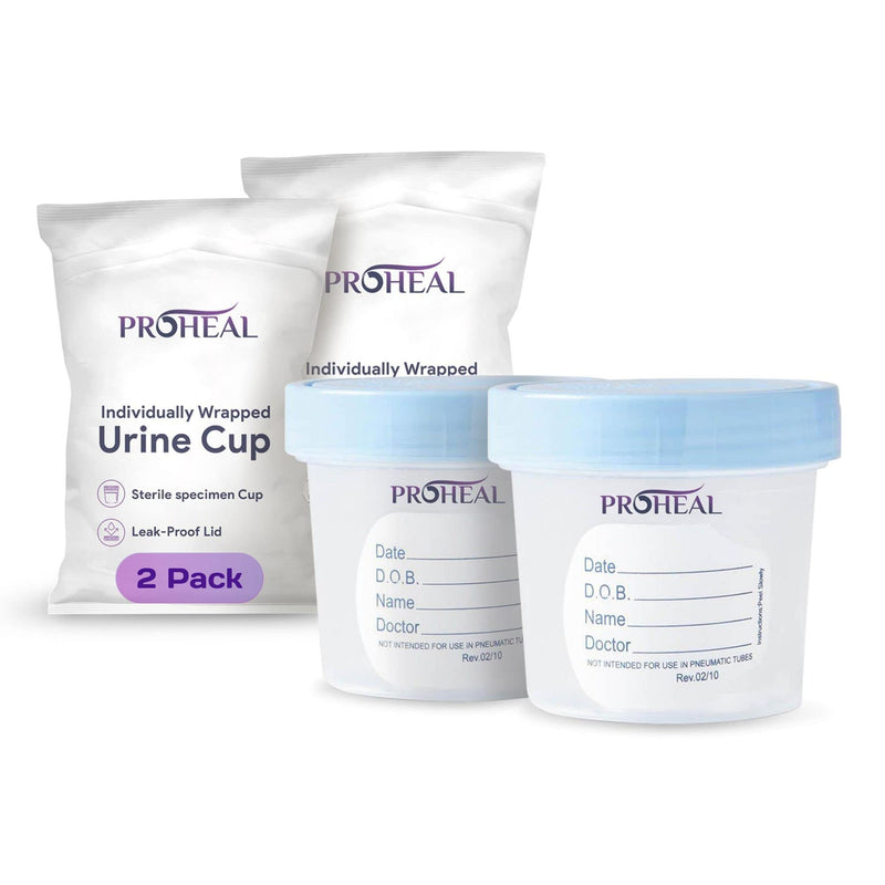 [Australia - AusPower] - Sterile Urine Specimen Cups with Lids (2PK)- 4 oz. Sample Urine Cups for Specimen Collection - Individually Wrapped Urine Cups for Testing - Stool, Semen Analysis, and Pee Cup 2 