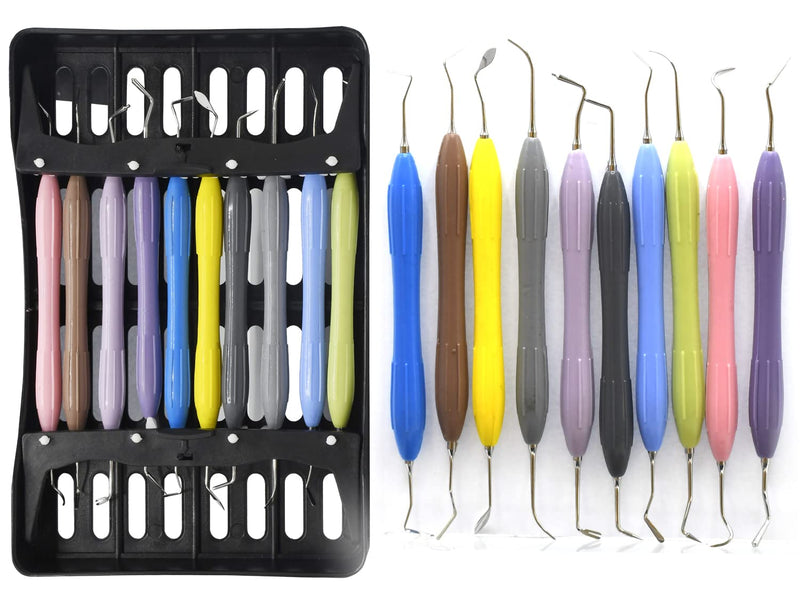 [Australia - AusPower] - Dental Composite Filling Instruments Silicone Handle Double Ended with Cassette 10 Pcs 