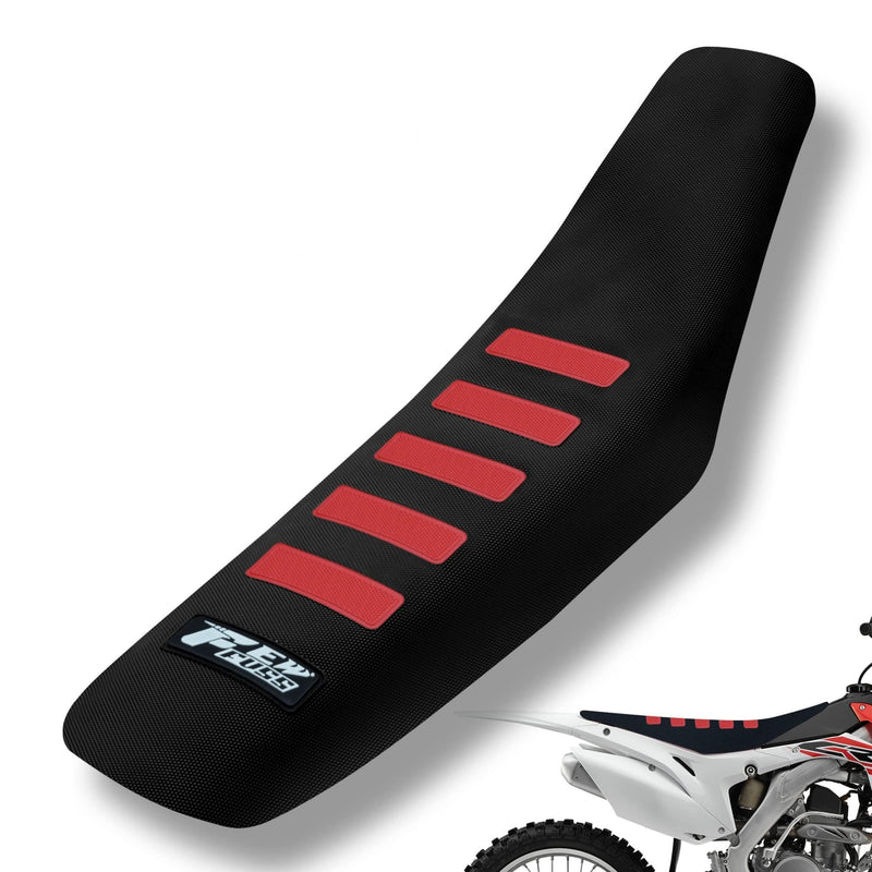 Soft Rubber Dirt Bike Seat Cover - Universal Motorcycle Enduro Seat Covers - Stripe Hot-Stamping Seat Cushion for Pit Bike （Black-Red） Black-Red