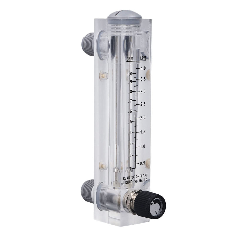 [Australia - AusPower] - 0.1-1GPM Liquid Flowmeter Adjustable Panel Mount Type Acrylic Transparent Water Meter 1/4in Thread for Rate of Liquid Medium 