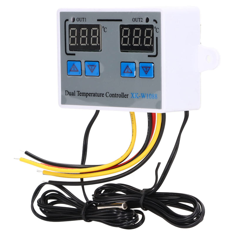 [Australia - AusPower] - Dual Display Temperature Humidity Controller, Digital Thermostat Dual Temperature Controller 12V Direct Output Heating Cooling Thermostat Switch NTC 10K Sensor for Aquarium Tank Greenhouse 