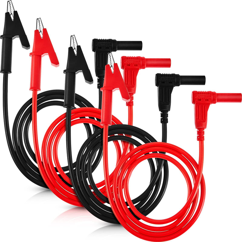 [Australia - AusPower] - 4 Pcs 14 Gauge Banana Plug to Alligator Clip Test Lead Multimeter Test Leads Wire Cable Set Soft Silicone Test Cable Wires for Electrical Testing, 3 ft Long 