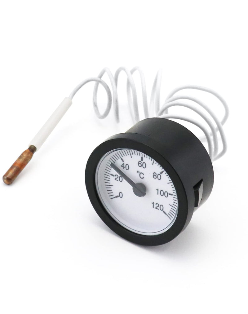 QWORK Thermometer with Sensor Capilar Used for Boilers, Heating and Cooling Systems, Capillary 1000 mm, 0-120 °C