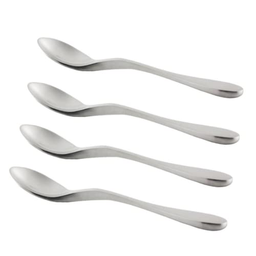 Set of four KNORK Original Matte teaspoons in 18/10 stainless steel with a sleek silver finish, featuring modern, ergonomic design.