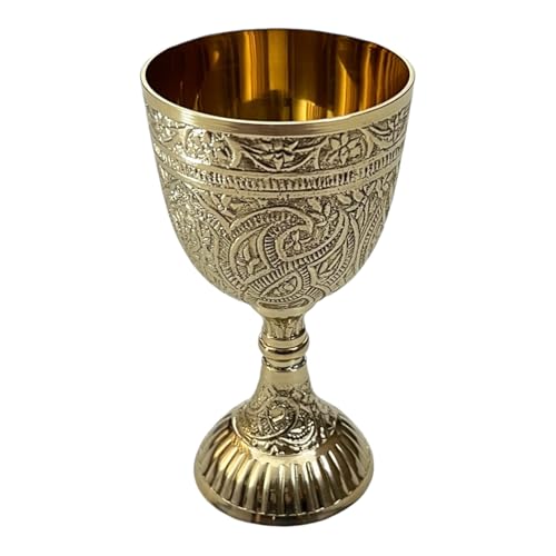 Wine Chalice Goblet - 1x Gifts For Communion Cup Inspired Games Of Thrones Brass Chalice | King Arthur Goblet 240ml