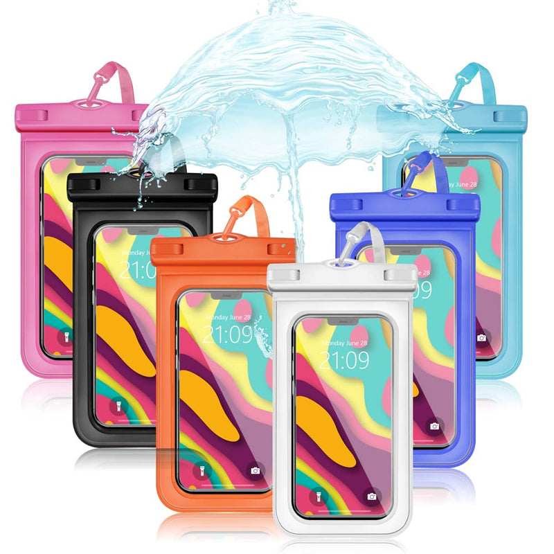 [Australia - AusPower] - 6 pcs Waterproof Phone Pouch Universal Phone Waterproof Case Compatible for iPhone 11 13 12 Max Pro XS Samsung Galaxy s22 s10 Up to 6.9", IPX8 Plastic Cell Phone Dry Bags multi color 1 