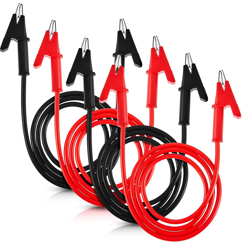[Australia - AusPower] - Dunzy 4 Pcs 14 Gauge Jumper Wires Alligator Clips to Alligator Clip Alligator Clips Electrical Test Wires Set Silicone Test Flexible Cable for Electrical Testing (3.3 Ft) 3.3 Ft 