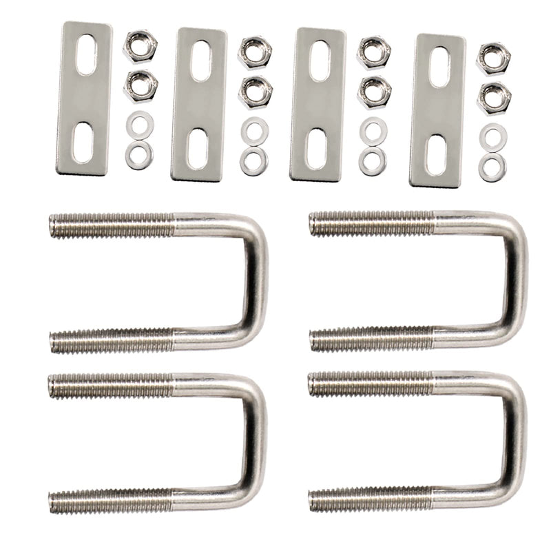 [Australia - AusPower] - U Bolt, 4 Sets 1.6'' (40mm) Inner Width 304 Stainless Steel M6 Square U-Bolt Plate Screw Nut Fastener, 37/38mm Pipe, Boats, and Other Home Industrial Applications, Silver, x W-1.6'' x L-3.1'' M6 x W-1.6" x L-3.1" 