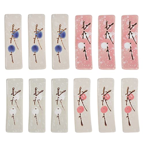 Alipis Japanese Style Chopsticks Rest Set 12 pack Spoon and Chopstick Rest for Dining Table Ceramic Chopstick Holder Stand Utensil Organizer for Family Meals Smooth Easy-Clean Design