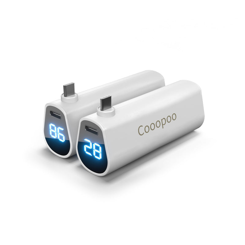 [Australia - AusPower] - 5000mAh 5V3A Fast Charge Battery Pack for Quest 3 / Quest 2 - Lightweight Power Bank with LCD Indicator for Extended Playtime - Rechargeable Mini Accessory with Power Indicator [2Pack] 
