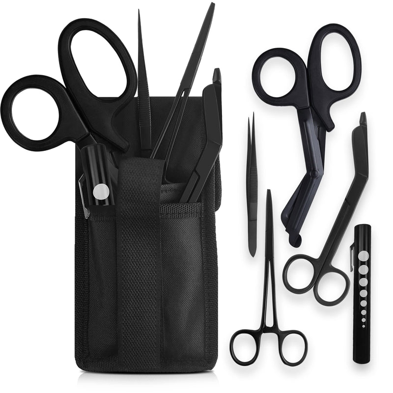 [Australia - AusPower] - Quick Response EMT Tactical Medical Tool Kit - Adjustable Belt Pouch, EMT Shears, Bandage Scissor, Forceps, Hemostat, and Pupil Light 