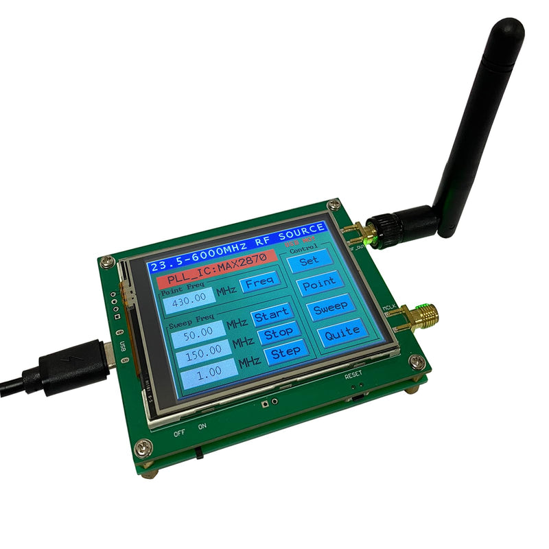 [Australia - AusPower] - Upgraded MAX2870 Rf Signal Generator Source 23~6000Mhz High Precision Frequency 2.8 inch Touching Screen Single Point Sweep Mode Data Cable SMA Female Counter-Control RF Grn6 