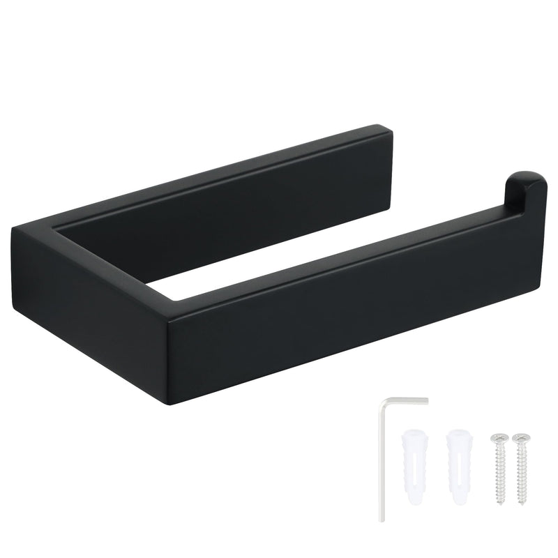 Sayayo Matte Black Toilet Paper Holder Wall Mount, RV Toilet Tissue Holder for Bathroom Tp Holder Square, SUS304 Stainless Steel 6 Inch Black - Drilling