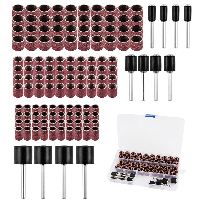 132-Piece Sanding Sleeve Set, 120 Sanding Belts for Dremel, 12 Sanding Rollers | For Dremel rotary tools, high-quality grain 60-240, universal use for wood, metal and plastic