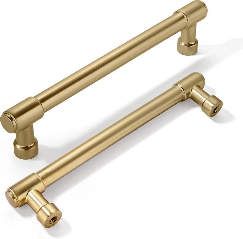 khtumeware 6 Pack 5 Inch(128mm) Champagne Bronze Kitchen Cabinet Handles Warm Brass Cabinet Pulls Gold Kitchen Cabinet Hardware for Cupboard Drawer Pulls Dresser Handle 5"(128mm) Hole Center