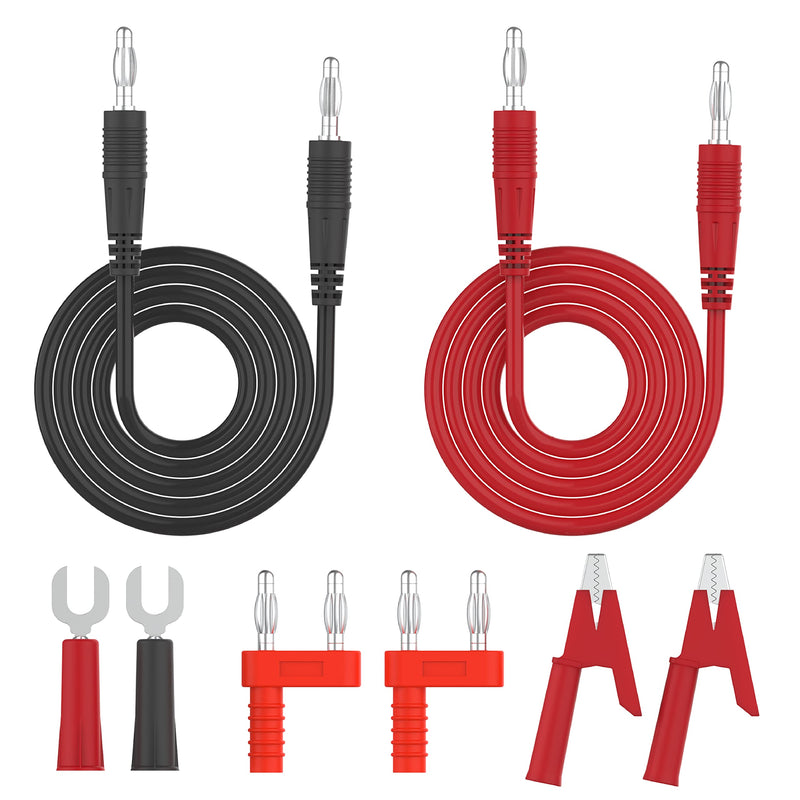 [Australia - AusPower] - Banana Plug Alligator Clip Pure Copper Fork Test Lead, Stackable 3.3ft Multimeter Flexible Test Lead Wire Cable with Protective Jack Copper Clamps for Electrical Testing (8pcs Pack) 