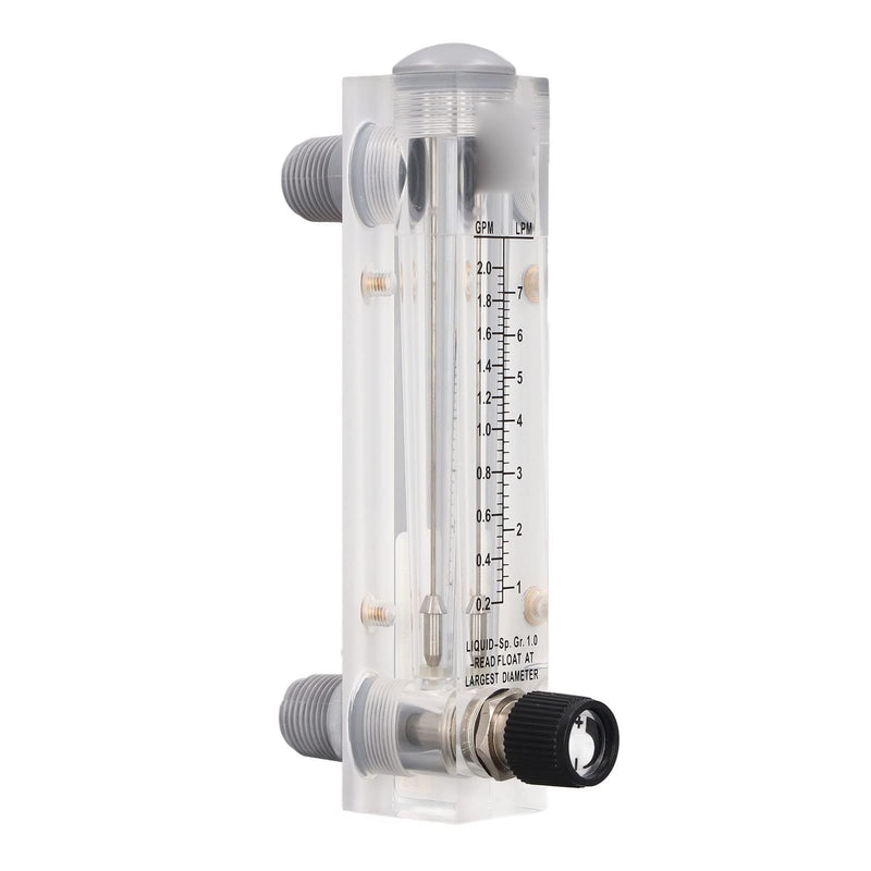 [Australia - AusPower] - Adjustable Water Flow Meter 0.2-2GPM Plastic Transparent Acrylic Panel Type 