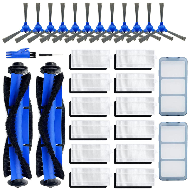 [Australia - AusPower] - Tivcroxs 28 Pack Replacement Part Compatible for Eufy RoboVac 11S, 15C, 30, 30C, 12, 35C, 25C, 15T Robotic Vacuums, 2 Rolling Brushes, 12 Filter Sets, 12 Side Brushes, 2 Pre Filters 2+12+12+2 pack 