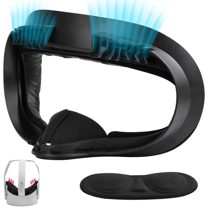 [Australia - AusPower] - VR Facial Interface and Foam Replacement Set for Oculus Meta Quest 2 | Removable Facial Interface Frame & Foam Face Covers Replacement & Anti-Leakage Nose Pad & Lens Cover Set1 1Pad 