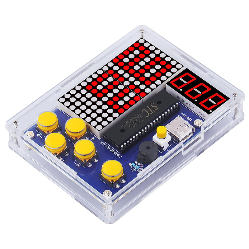 DIY Game Console Handset with Acrylic Casing, Soldering Practice Kit, DIY Retro Classic Electronics Kit for Mint School Education Yellow button