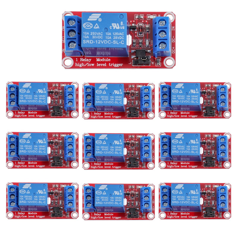 [Australia - AusPower] - 1-Channel 12V Relay Module with optocoupler Isolation Supports high and Low Level triggering (Pack of 10) 