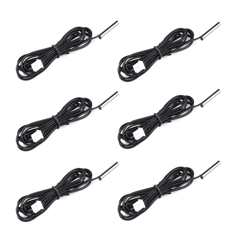 [Australia - AusPower] - 10K 3950 Ohm NTC Thermistor Temperature Sensor Probe, Stainless Digital Thermal Sensor Probe Cable Length 1M with XH2.54-2P Plug for Air Conditioner (Pack of 6) (10K/1m(Stainless Digital)) 