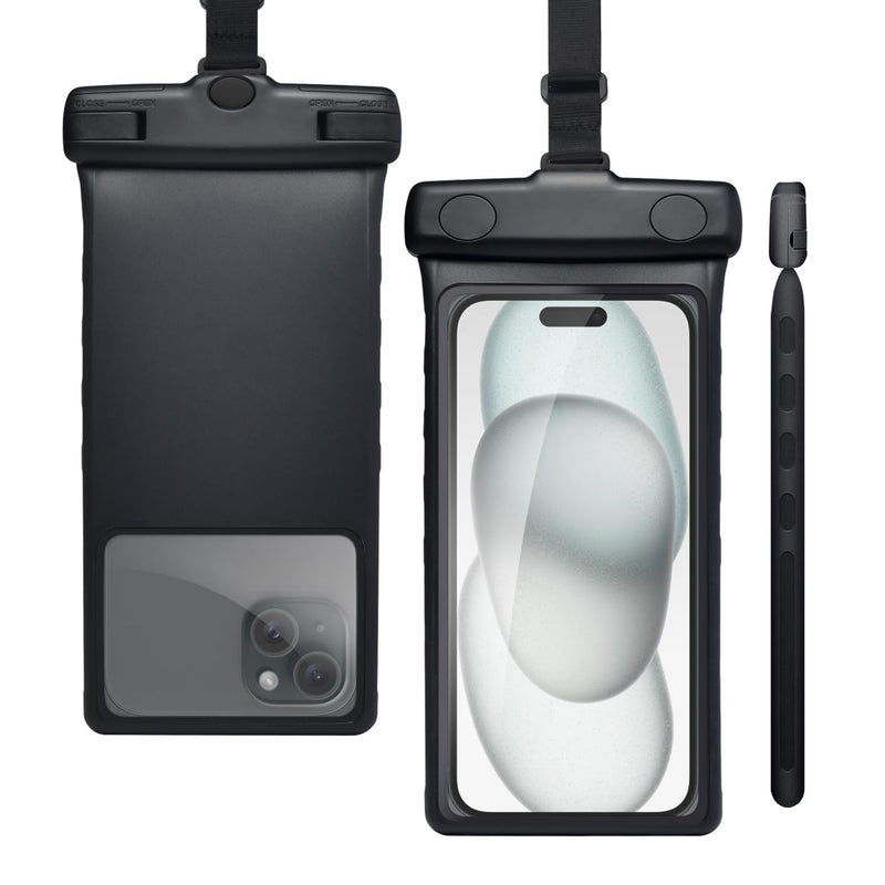[Australia - AusPower] - wellhouse Waterproof Phone Pouch Case, 3D Stereoscopic 7" Waterproof Cell Phone Dry Bag for iPhone 14 13 12 11 XS XR X Pro Max Plus Mini, S22 S21 Ultra, IPX8 Underwater Phone Protector, Earl Black 1 Pack - Earl Black7.0" 