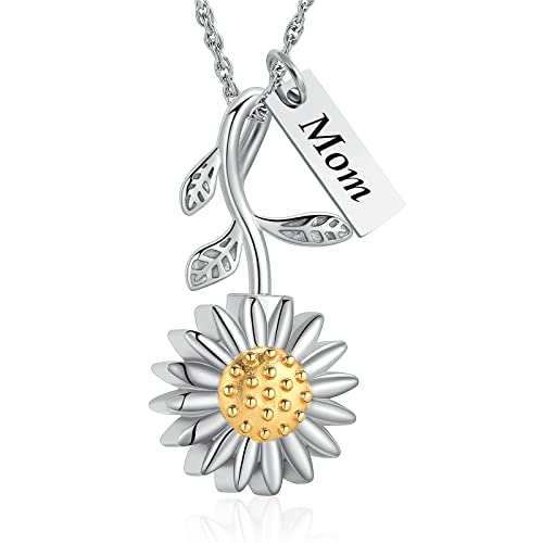 shajwo Sunflower Urn Necklace for Ashes for Women Cremation Jewelry for Human Ashes Memorial Keepsake Pendant Mom