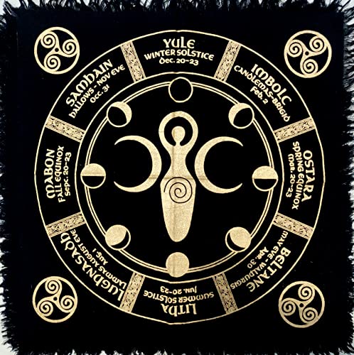 INDIAN CRAFT CASTLE Altar Cloth Tapestry Table Napkin Cloth Witchery Supplies Home Decor Wall Art Spiritual Witchcraft Cotton Square Tarot Table Cover Moon Phases Goddess 18 x 18 Inches 18" x 18" (Square) Moon Goddess