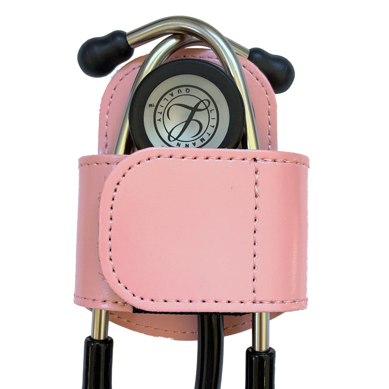 [Australia - AusPower] - Stethoscope Holder Thick 1/8" Leather with Velcro Closure and Padded Hip/Belt Clip (Pink) for Littmann - Genuine Leather Universal Stethoscope Holster 