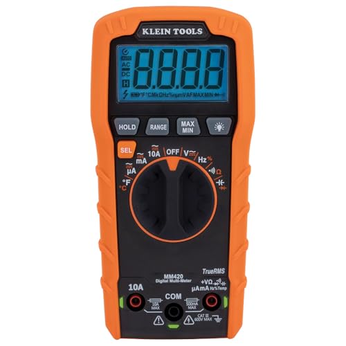 Klein Tools MM420 digital multimeter, auto-ranging TRMS multi tester with 600V AC/DC voltage and 10A current measurement