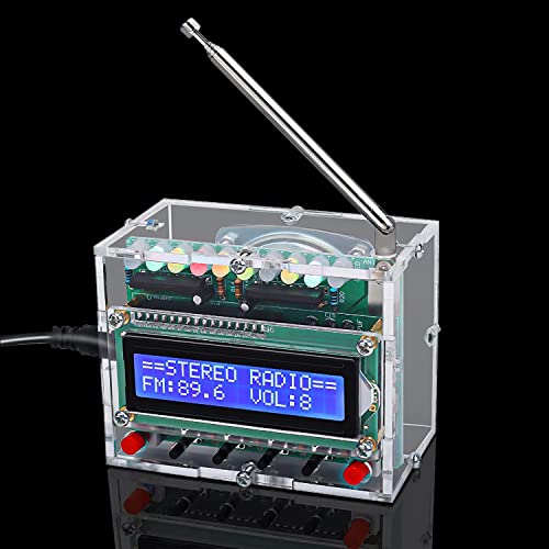 DONGKER FM Radio Kits, Soldering Projects DIY Electronic Kits Digital Radio with LCD Display FM 87-108 MHz Soldering Exercise Kit Wireless Receiver for Learning and Teaching LCD Display Radio