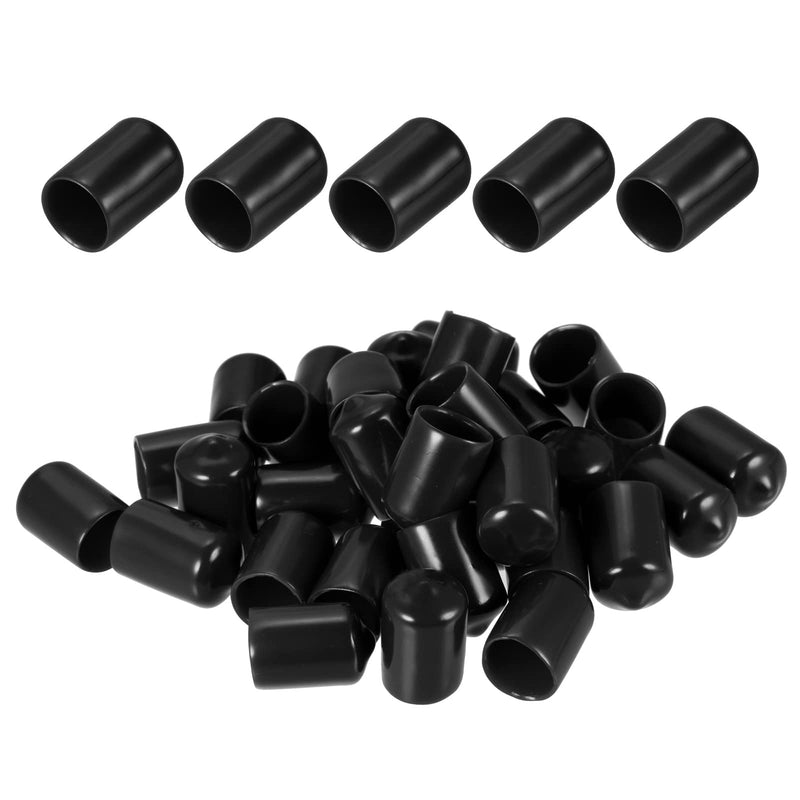 [Australia - AusPower] - DMiotech 50 Pack 1/2"(12mm) ID Black Screw Thread Protectors Rubber End Caps Bolt Covers for Screw Bolt Furniture Pipe 1/2" 