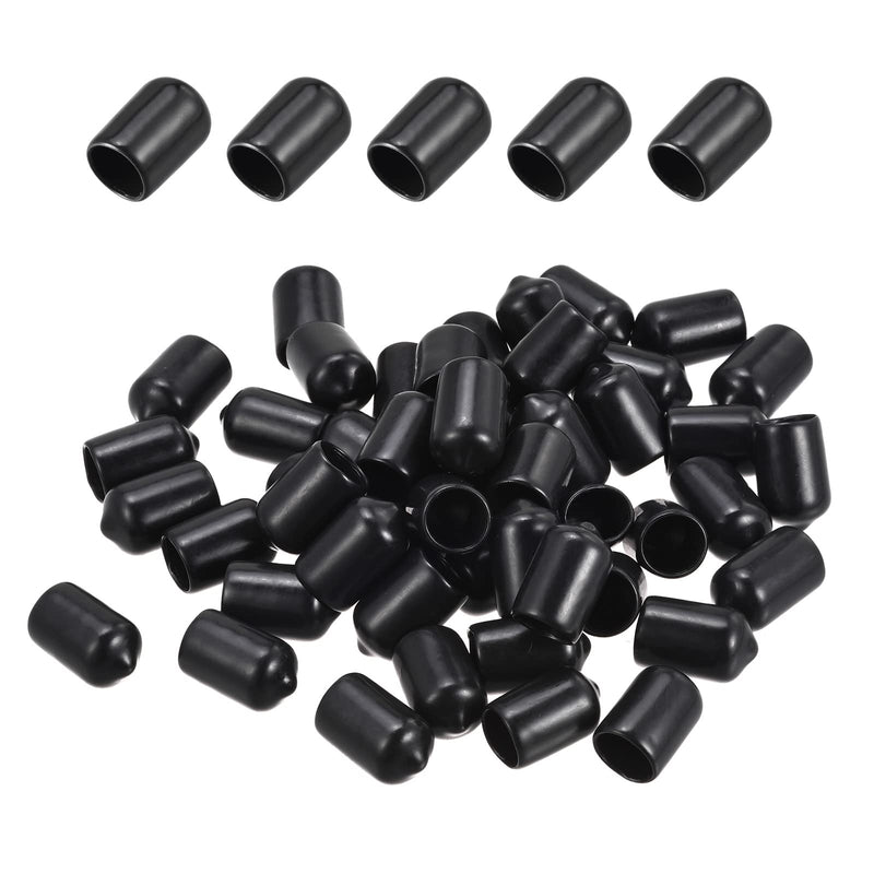 [Australia - AusPower] - DMiotech 80 Pack 3/8" ID Black Screw Thread Protectors Rubber End Caps Bolt Covers for Screw Bolt Furniture Pipe 3/8" 