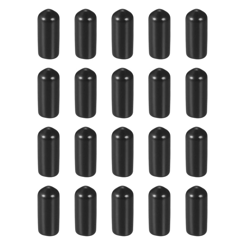 [Australia - AusPower] - DMiotech 20 Pack 1/4"(6mm) ID Black Screw Thread Protectors Rubber End Caps Bolt Covers for Screw Bolt Furniture Pipe 1/4" 