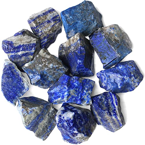 QINJIEJIE Natural Lapis Lazuli Raw Crystals Rough Stones Bulk Gemstones Blue - Lapis Lazuli 0.45 Pound