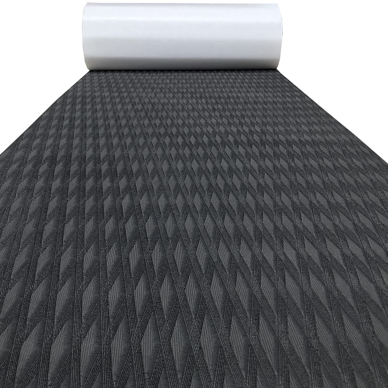 KXKZREN EVA Foam Boat Decking Self-Adhesive Boat Flooring Sheet Non-Skid DIY Traction Pads Grip Mat for Boat Kayak Yacht SUP Board Canoe Golf Cart RV Flooring, 21.6" x 90.55"/12.2"x 45.2" black 12.2x 45.2 inch, 3.84 sq.ft