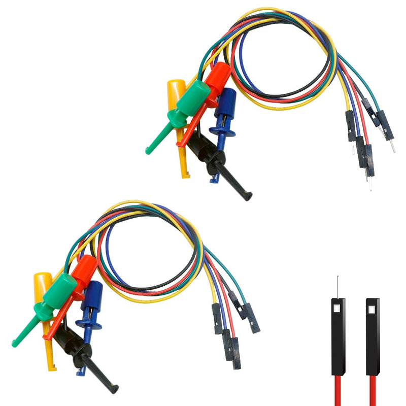 [Australia - AusPower] - 10PCS Test Hook Clips IC Clip Test Leads Logic Analyzer 30cm Jumper Wires Breadboard Testing Male and Female Copper Wire Flexible for Electronic Work Electrical Testing 