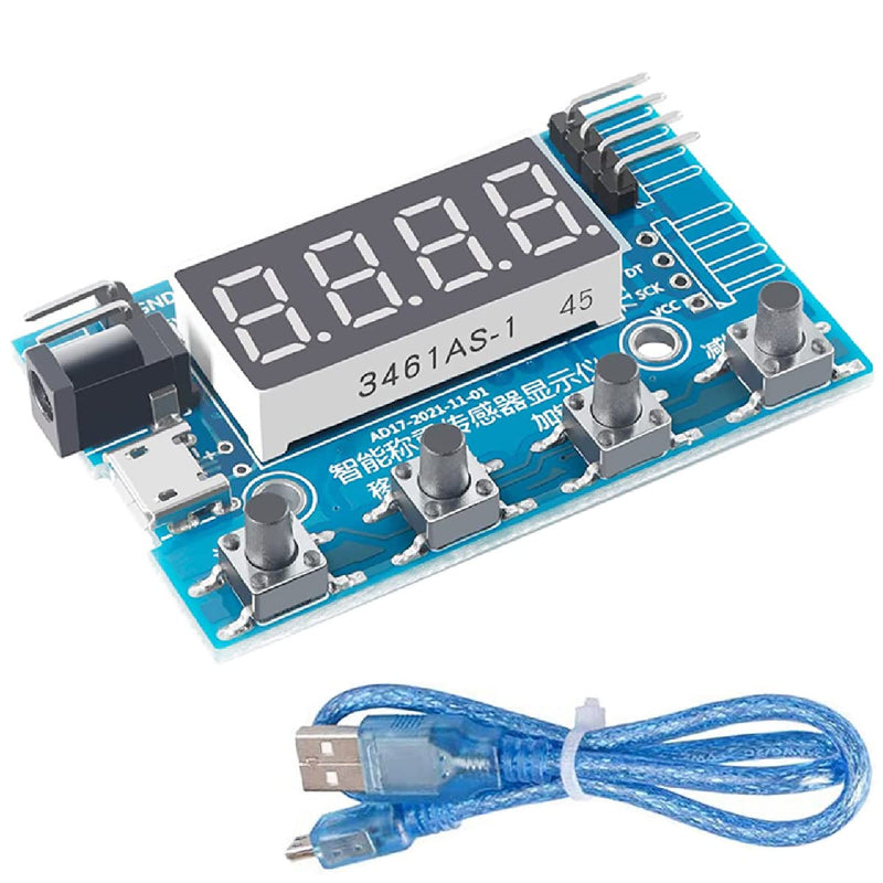 [Australia - AusPower] - HX711 Digital Load Cell Module A/D Module Weight Pressure Sensor Display 24 Bit Weighing Meter Electronic Scale Display Meter with Micro USB Cable without stand 