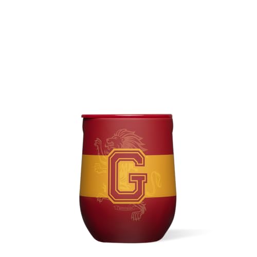Corkcicle Stemless Insulated Wine Glass Tumbler - Keeps Beverages Cold 6 Hours & Hot 3 Hours - Stainless Steel - Easy-Grip - Summer Drinkware Gift - Keeps Drinks Ice Cold - 12 oz - Gryffindor