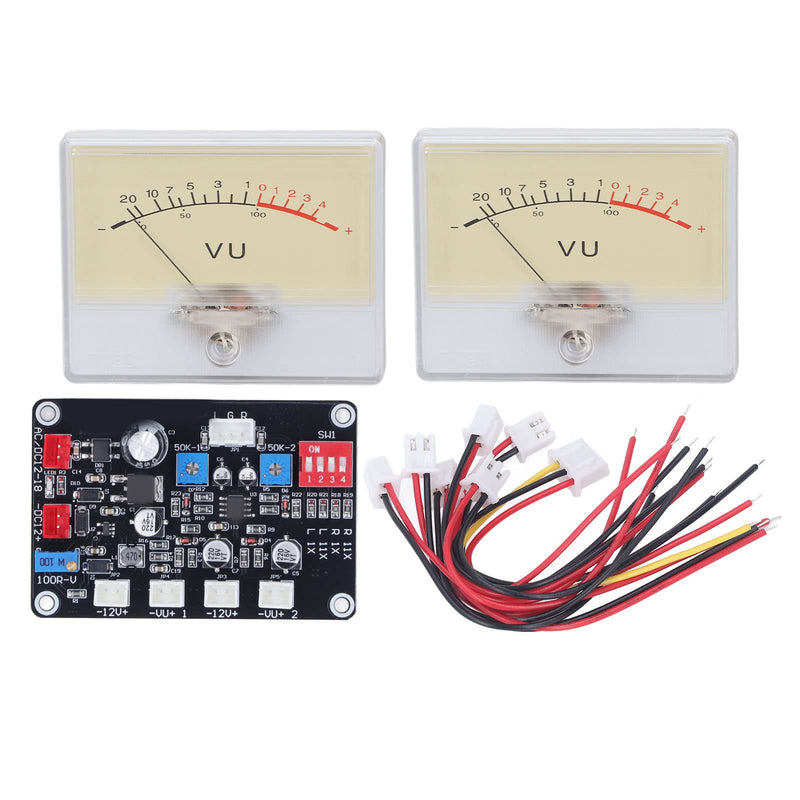 [Australia - AusPower] - Audio VU Meter with Driver Board Kit, Backlit Panel, 500uA Sensitivity, DIY Home Car Sound Level Meter, White, 2-Pack 